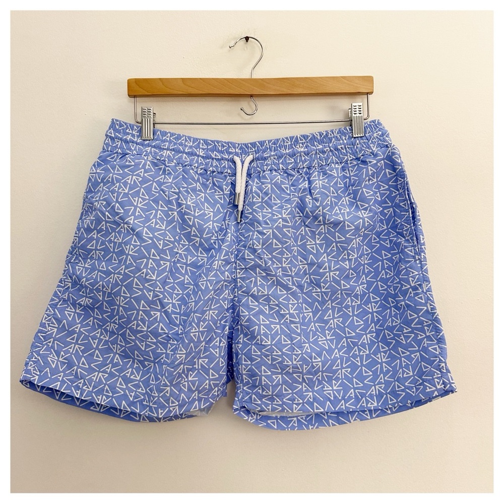 Frescobol Carioca Men’s Swim Trunks Light Blue/white geometric print size xxl